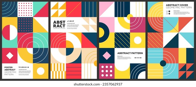 Abstract geometric bauhaus artwork. Simple brutalist shapes collage poster. Memphis colorful pattern. Retro brutalism style modern trendy graphic cover. Vintage postmodern y2k art vector eps print