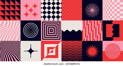Abstract Geometric Bauhaus Background. Postmodern artwork vector design. 