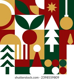 Abstract geometric bauhaus pattern of Christmas Day. Use the pattern design as a greeting card, postcard, or poster.