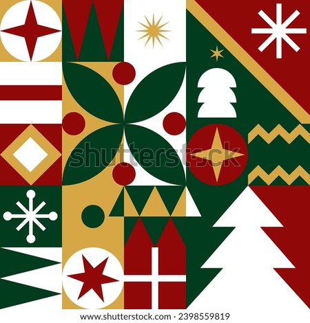Abstract geometric bauhaus pattern of Christmas Day. Use the pattern design as a greeting card, postcard, or poster.