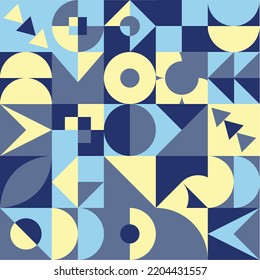 Resumen del diseño geométrico del patrón Bauhaus. Diseño de arte de color de círculo vectorial, triángulo y líneas cuadradas. Colorido patrón de fondo Bauhaus.