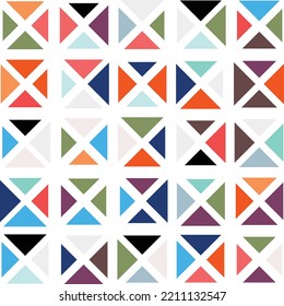 Abstract geometric Bauhaus pattern design. Vector circle, triangle and square lines color art design. Colorful Bauhaus background pattern. 