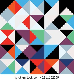 Resumen del diseño geométrico del patrón Bauhaus. Diseño de arte de color de círculo vectorial, triángulo y líneas cuadradas. Colorido patrón de fondo Bauhaus. 