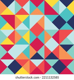 Abstract geometric Bauhaus pattern design. Vector circle, triangle and square lines color art design. Colorful Bauhaus background pattern. 