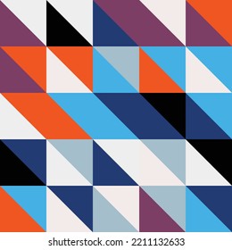 Resumen del diseño geométrico del patrón Bauhaus. Diseño de arte de color de círculo vectorial, triángulo y líneas cuadradas. Colorido patrón de fondo Bauhaus. 