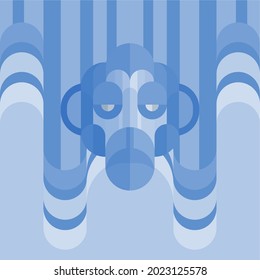 Abstract, Geometric, Bauhaus, Pop Art, Portrait Funny Monkey Apes Face Vector Art Illustration
