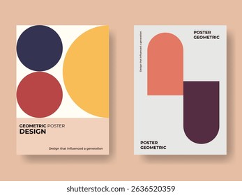 abstract geometric bauhaus poster design with aesthetic color style