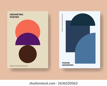 abstract geometric bauhaus poster design with aesthetic color style