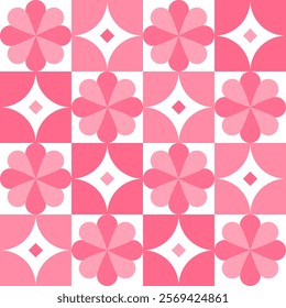 Abstract geometric Bauhaus seamless pattern of Valentine's Day. Use the pattern design as a vinyl banner, web page backgrounds, greeting card, postcard, or poster.