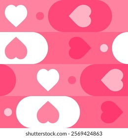 Abstract geometric Bauhaus seamless pattern of Valentine's Day. Use the pattern design as a vinyl banner, web page backgrounds, greeting card, postcard, or poster.