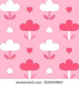 Abstract geometric Bauhaus seamless pattern of Valentine's Day. Use the pattern design as a vinyl banner, web page backgrounds, greeting card, postcard, or poster.