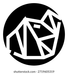 Cabeza de oso geométrica Abstractas formada por líneas y polígonos dentro de un círculo negro, logotipo animal minimalista y emblema para el uso moderno de la marca, corporativo o creativo del diseño
