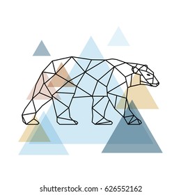 Abstract geometric bear. Scandinavian style. Vector illustration.