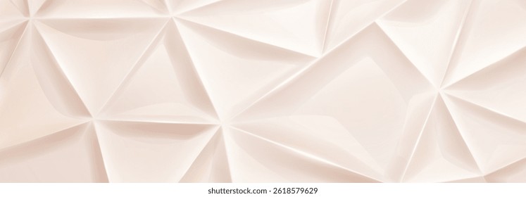 Abstract geometric beige vector illustration featuring interconnected polygons and triangles with smooth gradients and sharp edges, creating a futuristic and dynamic design.