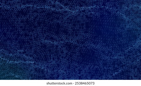 Abstract geometric big data mesh pattern in blue hues with a geometric grid. Abstract digital futuristic wireframe background.