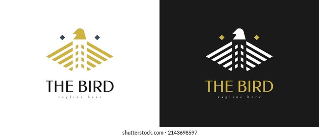 Abstract Geometric Bird Logo Design. Luxurious Flying Bird Symbol