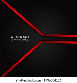 Abstract geometric black background with red border. You can use for ad, poster, template, business presentation. Vector illustration 