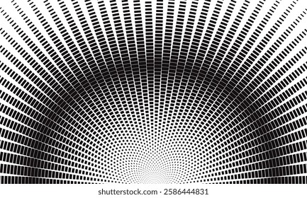abstract geometric black big to small rectangle dot sunrise pattern.