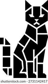 Abstrato geométrico preto gato logotipo design representando a elegância felina e estilo moderno