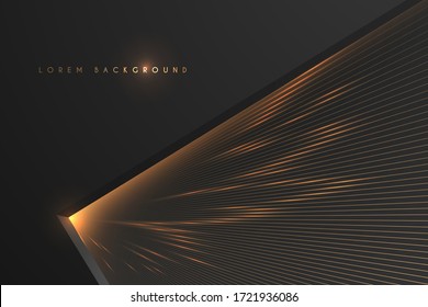 Fondo de líneas geométricas en negro y oro abstracto
