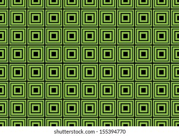 Abstract Geometric Black and Green Square Pattern. Vector