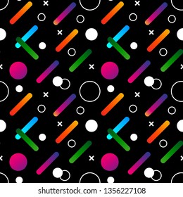 Abstract geometric black pattern. Colorful gradient shapes composition. Pattern with black background and colorful gradient elements.