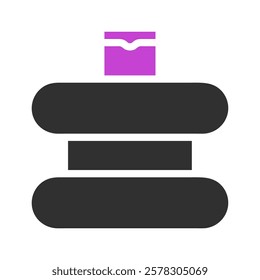 Abstract geometric black and purple object icon art