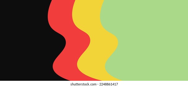 Abstract geometric black, red, yellow, green color banner background. Black History Month color background with copy space for text