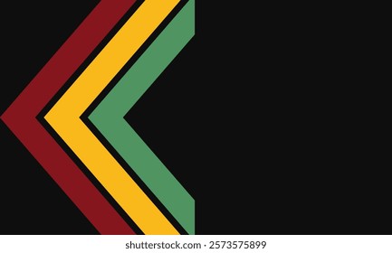 Abstract geometric black, red, yellow, green color background. color paint art symbol of BLACK HISTORY MONTH on black background with text . Vector illustration. EPS 10