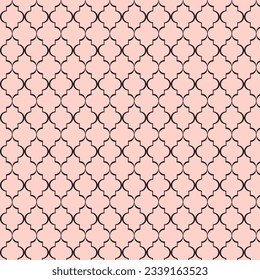 abstract geometric black repeat arabic pattern with pink background