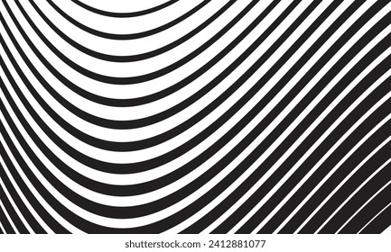 abstract geometric black thin to thick wave line pattern.