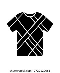 Abstract geometric black t-shirt with diagonal white stripe pattern for creative streetwear fashion design mockup silhouette vector illustration