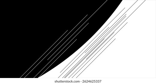 Abstract geometric black and white 3D background overlapping layers on bright space with slash effect decoration. Graphic design element cutout style concept for banner, flyer, card or brochure cover
