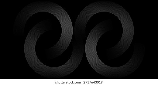 Abstract geometric black and white background with overlapping layers in a bright space with line effect decoration. illustration