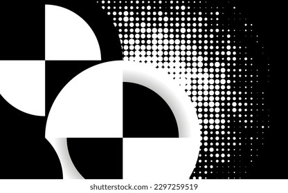 Abstract geometric black and white circles, vector background