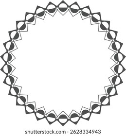 Abstract geometric black and white circular mandala pattern with symmetrical repeating shapes, ideal for digital art, graphic design, backgrounds, wall art, and modern decorative prints.
