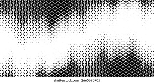 Abstractas geométrico en blanco y negro Deco Art Halftone hexágono y triángulo patrón de impresión
