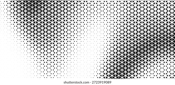 Abstraktes geometrisches Schwarz-Weiß-Deko-Art-Halbton-Sechseck und Dreieck-Druckmuster