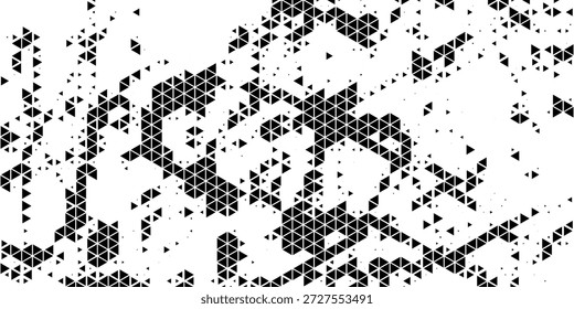 Abstrato geométrico preto e branco deco arte meio-tom hexagone e triângulo padrão de impressão.