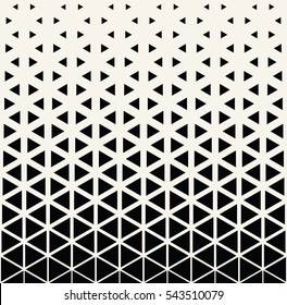 Abstract geometric black and white deco art print halftone triangle pattern