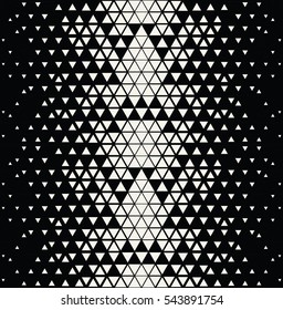 Abstract geometric black and white deco art print halftone triangle pattern