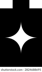 Abstract geometric black and white diamond shape with stylized battlement design on top