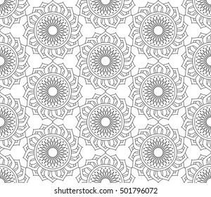 Abstract geometric black and white fashion design print sun mandala pattern texture