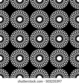 Abstract geometric black and white fashion design print sun mandala pattern texture