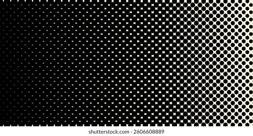 Abstract geometric black and white graphic halftone hexagon pattern