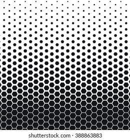 Abstract geometric black and white graphic halftone hexagon pattern.Honeycomb background