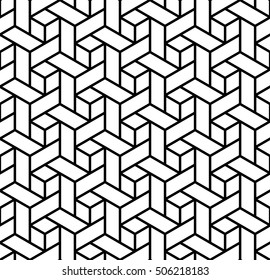 Abstract geometric black and white graphic design print 3d cubes pattern