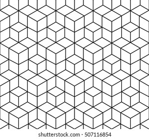 Abstract geometric black and white graphic design print 3d cubes pattern