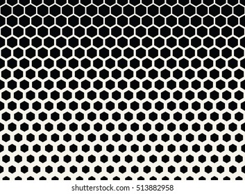 Abstract geometric black and white graphic halftone hexagon pattern