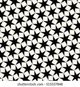 Abstract geometric black and white graphic design print stars pattern